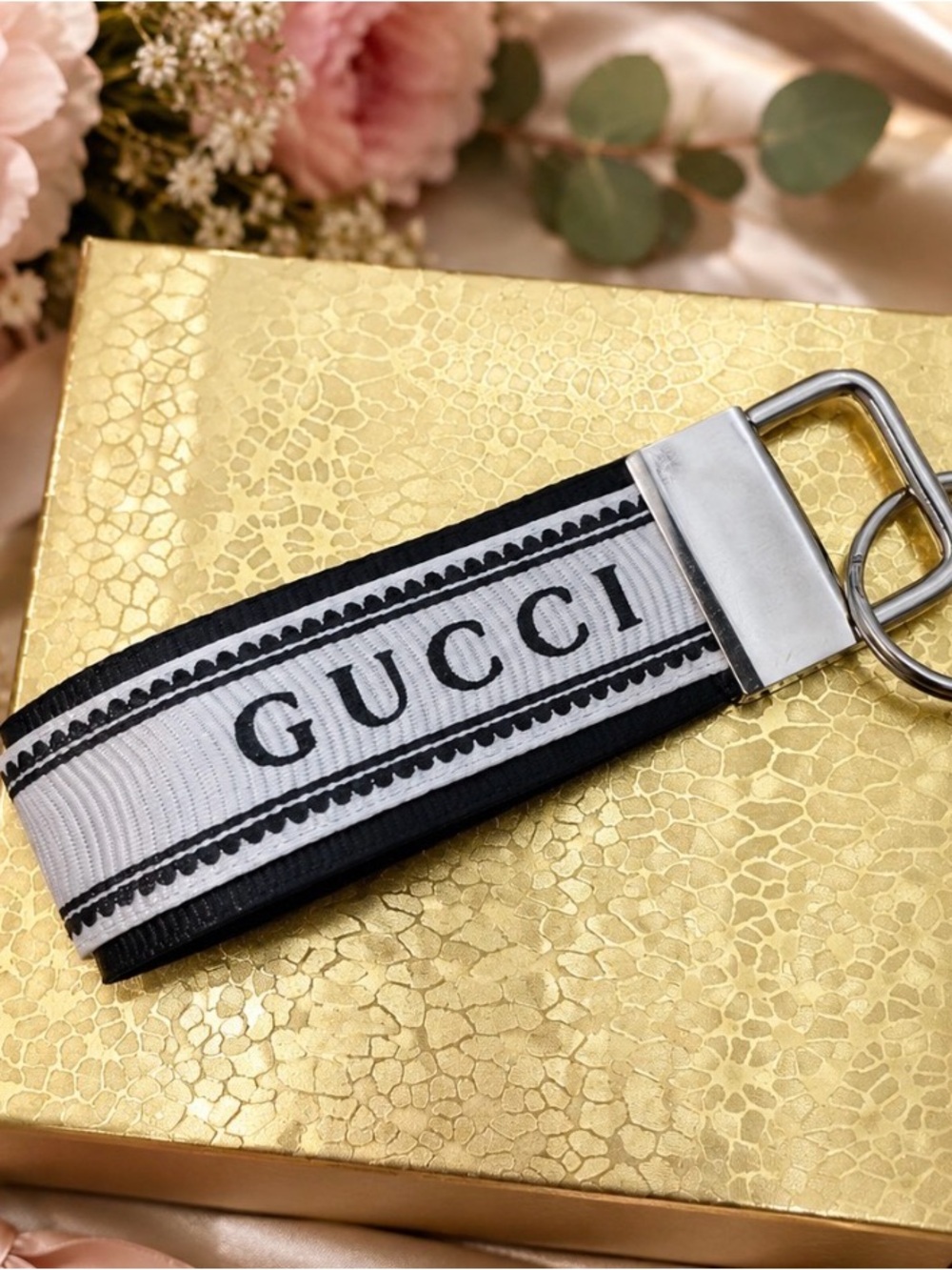 Upcycled Gucci Ribbon Keychain with Gift Box - Picture 3 of 3